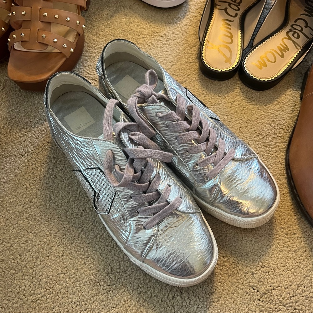 dolce vita metallic high top sneaker